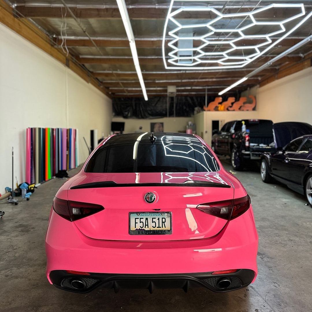 Ravoony Plus PET Glossy Princess Pink Vinyl Car Wrap 