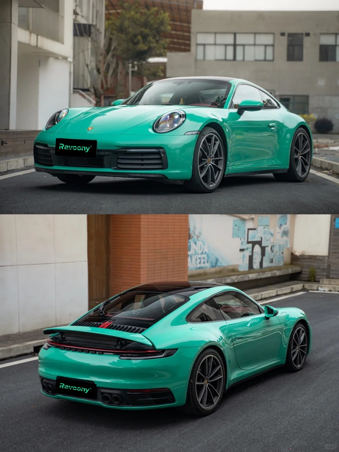 Ravoony Plus PET Glossy Porsche Light Green Car Wrap