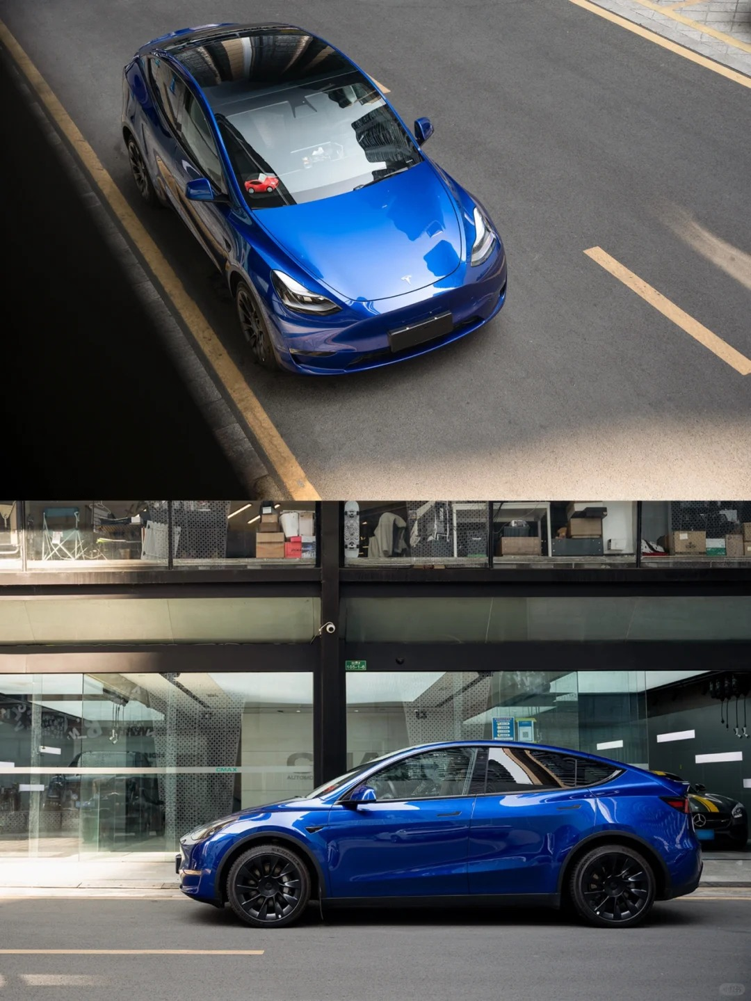 Ravoony Plus Tesla Gloss Deep Blue Vinyl Car Wrap