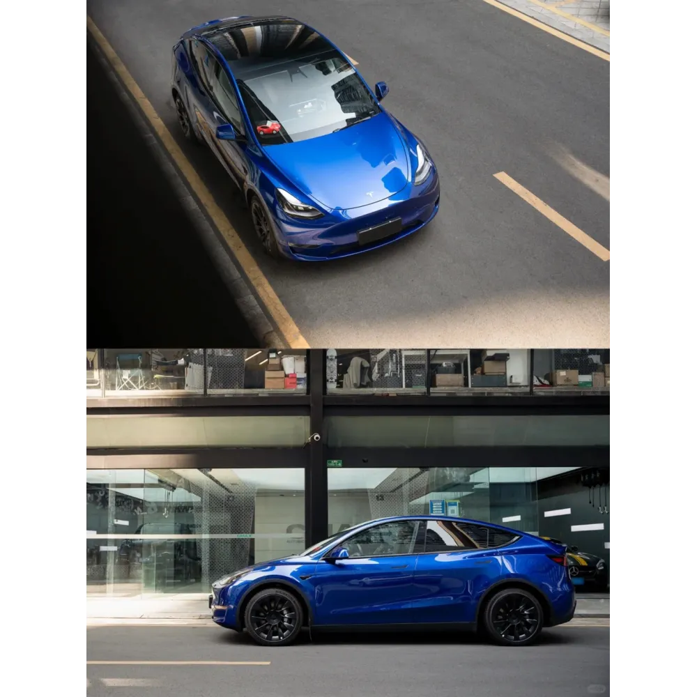 Ravoony Plus Tesla Gloss Deep Blue Vinyl Car Wrap