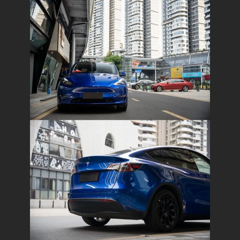 Ravoony Plus Tesla Gloss Deep Blue Vinyl Car Wrap