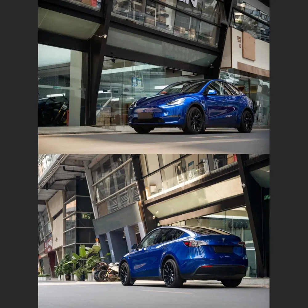 Ravoony Plus Tesla Gloss Deep Blue Vinyl Car Wrap