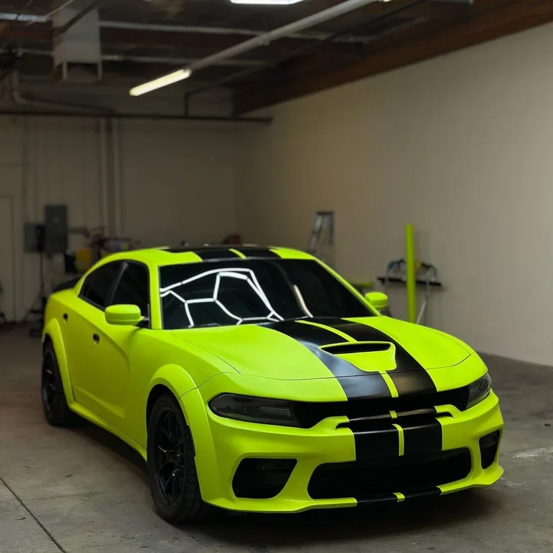 Ravoony Plus Ultimate Flat Fluorescence Yellow Car Vinyl Wrap