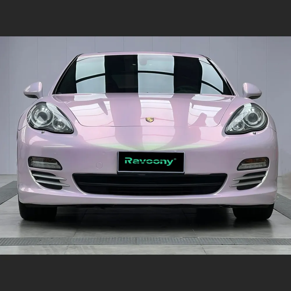 Ravoony Plus PET Glossy Twin Peach Pink Green Car Wrap