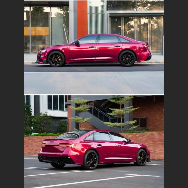 Ravoony Plus PET Gloss Glaze Pagoda Red Car Vinyl Wrap