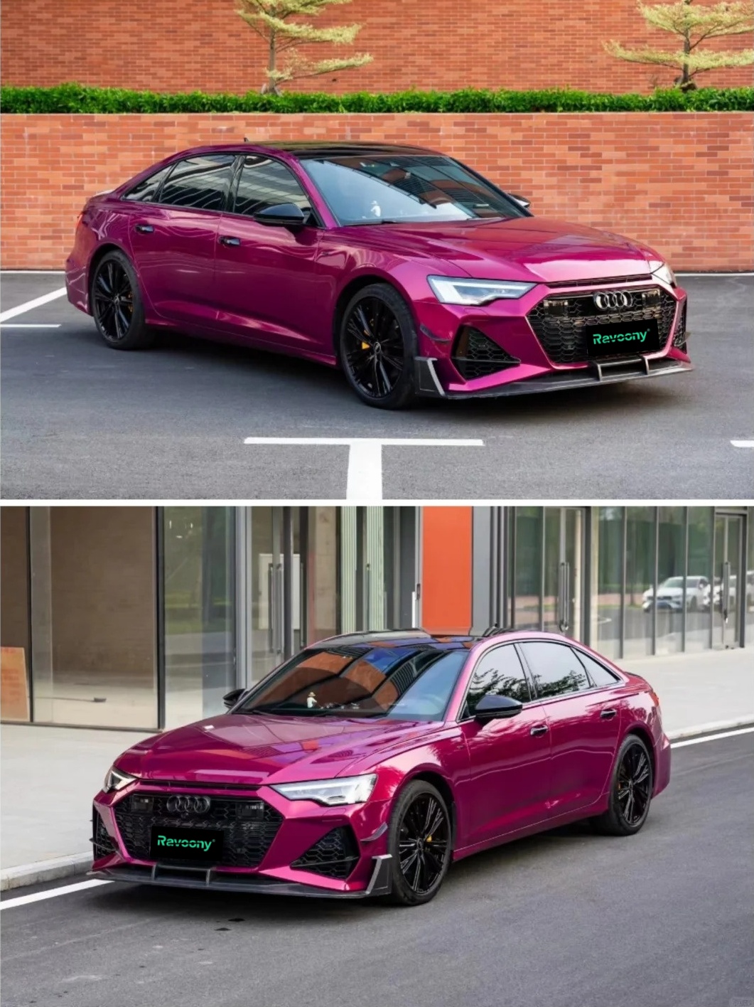 Ravoony Plus PET Gloss Glaze Pagoda Red Car Vinyl Wrap