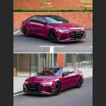 Ravoony Plus PET Gloss Glaze Pagoda Red Car Vinyl Wrap