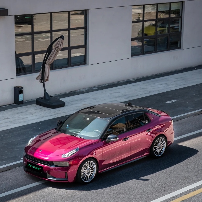 Ravoony Plus PET Gloss Glaze Pagoda Red Car Vinyl Wrap