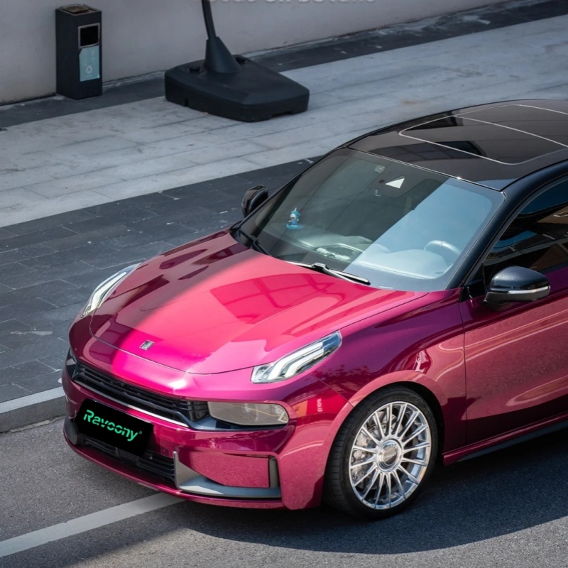 Ravoony Plus PET Gloss Glaze Pagoda Red Car Vinyl Wrap