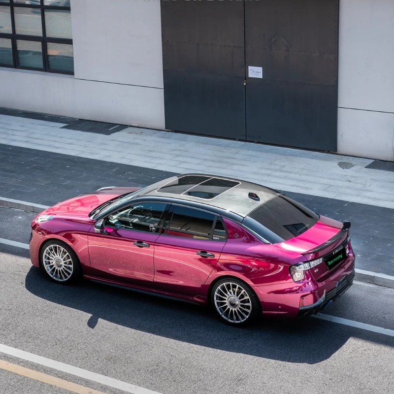 Ravoony Plus PET Gloss Glaze Pagoda Red Car Vinyl Wrap