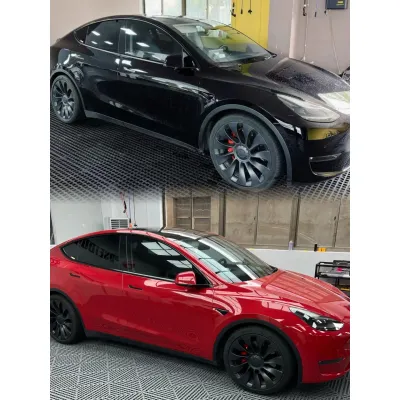 Ravoony Plus Glossy Crystal Carmine Red Vinyl Car Wrap 02