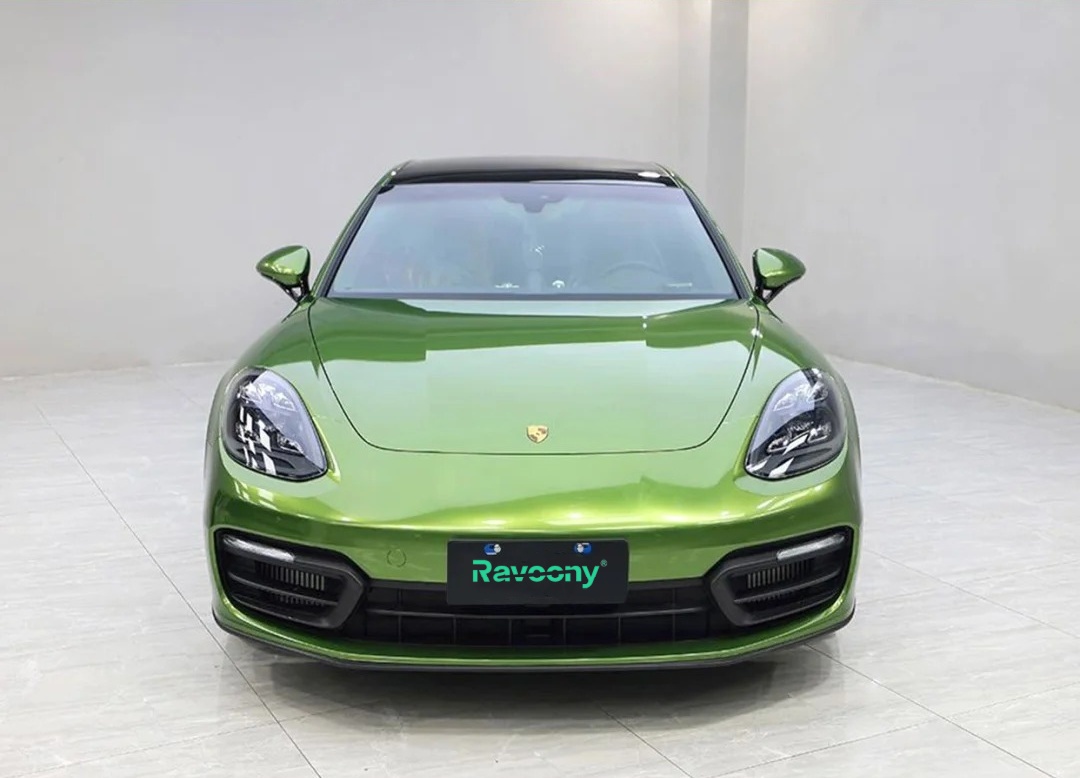 Ravoony Plus Glossy Metallic Mamba Green Car Vinyl Wrap