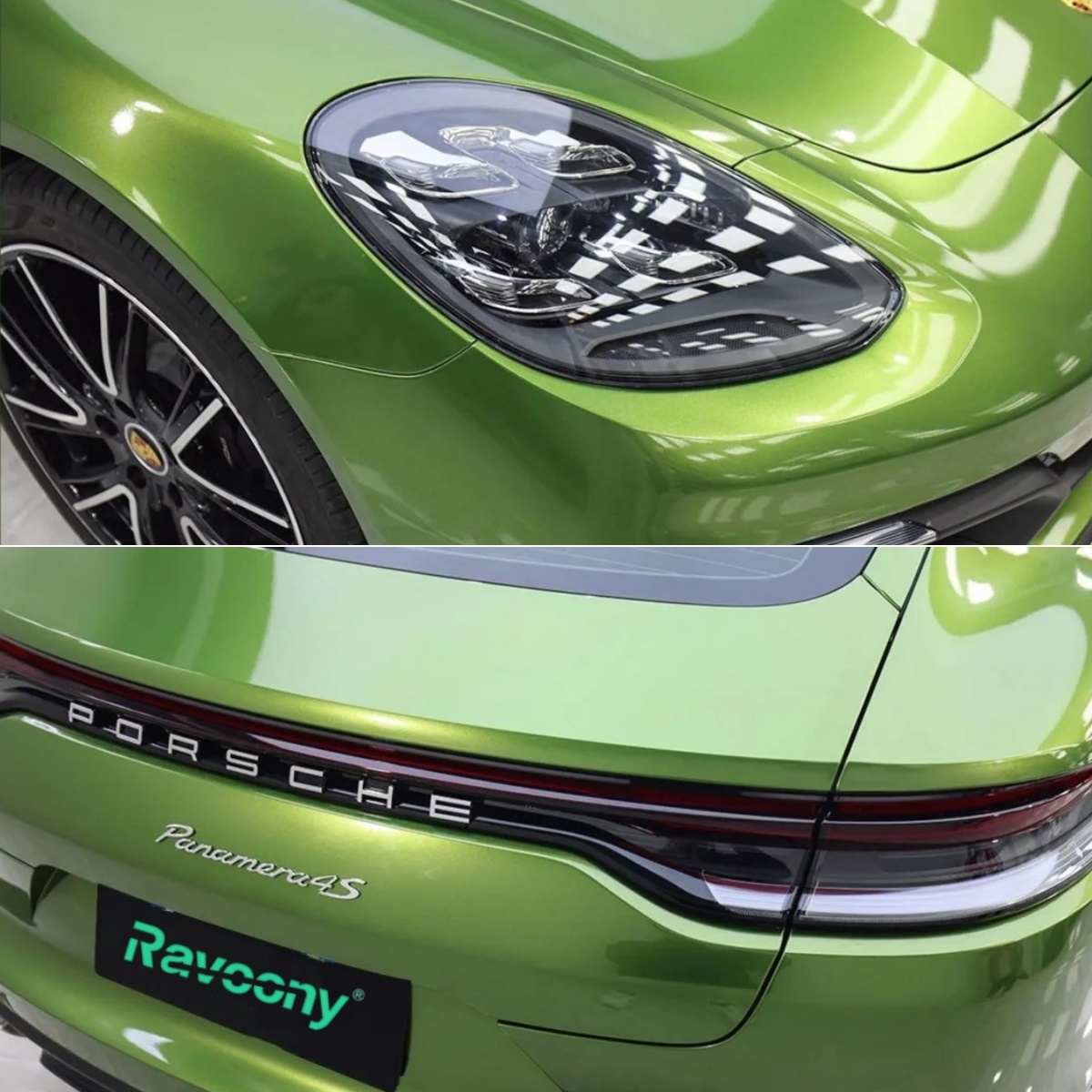 Ravoony Plus Glossy Metallic Mamba Green Car Vinyl Wrap
