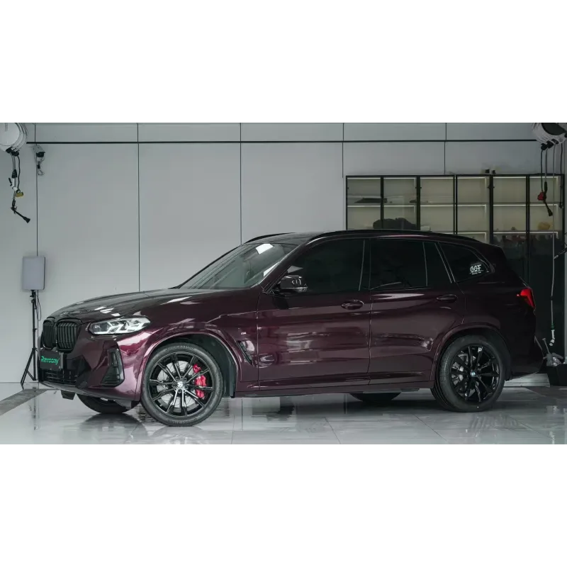 Ravoony Plus PET Gloss Glaze Black Red Vinyl Wrap