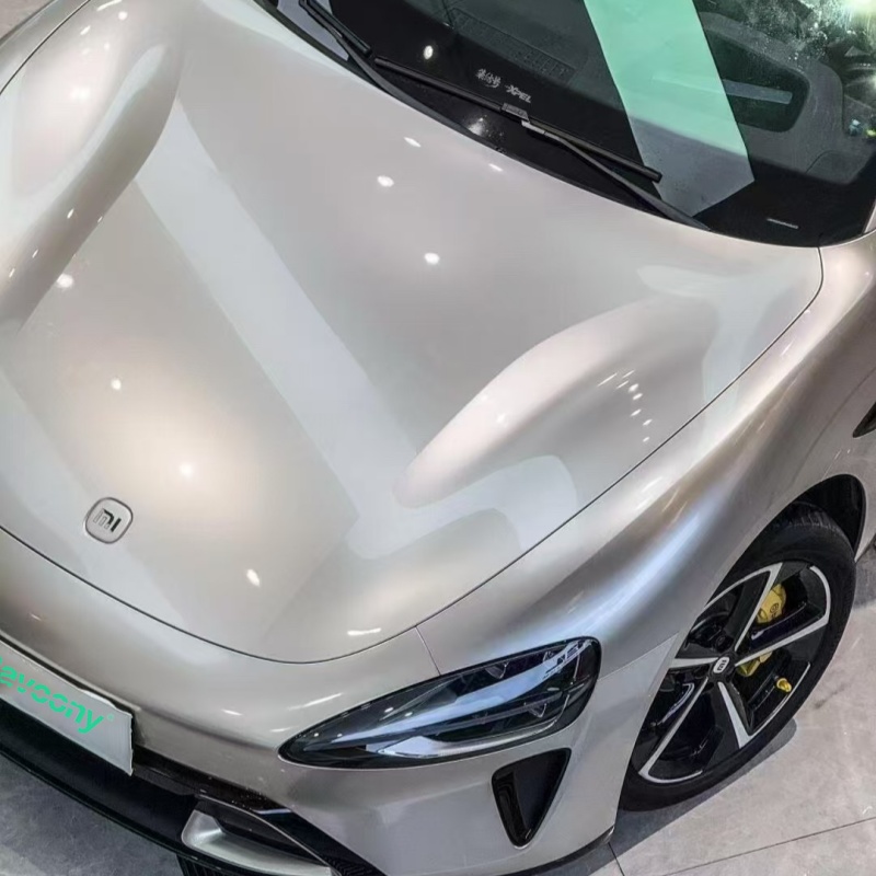 Ravoony Plus PET Gloss Metallic Victor Silver Vinyl Car Wrap