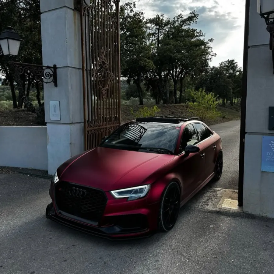 Ravoony Plus PET Matte Chrome Romanee Red Vinyl Car Wrap