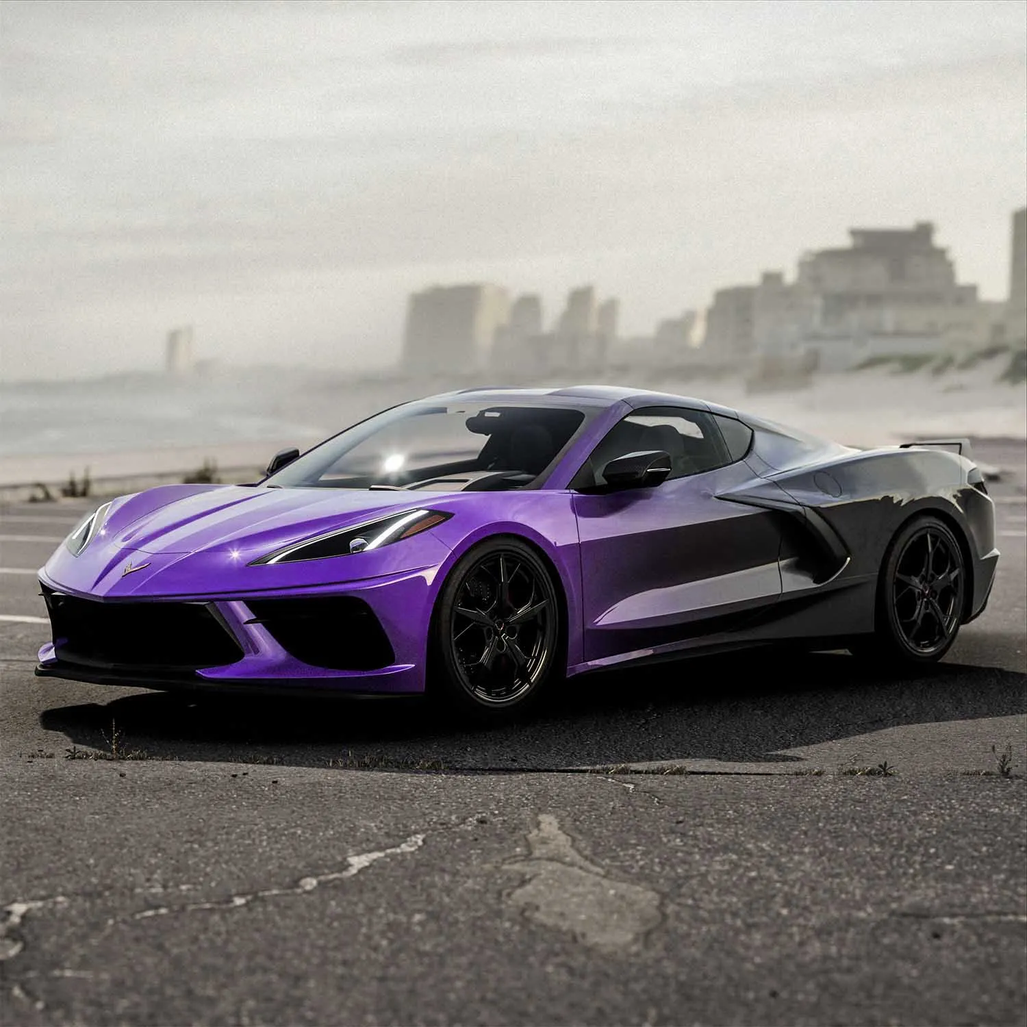 Ravoony Plus Customized Purple Black Gradient Car Wrap