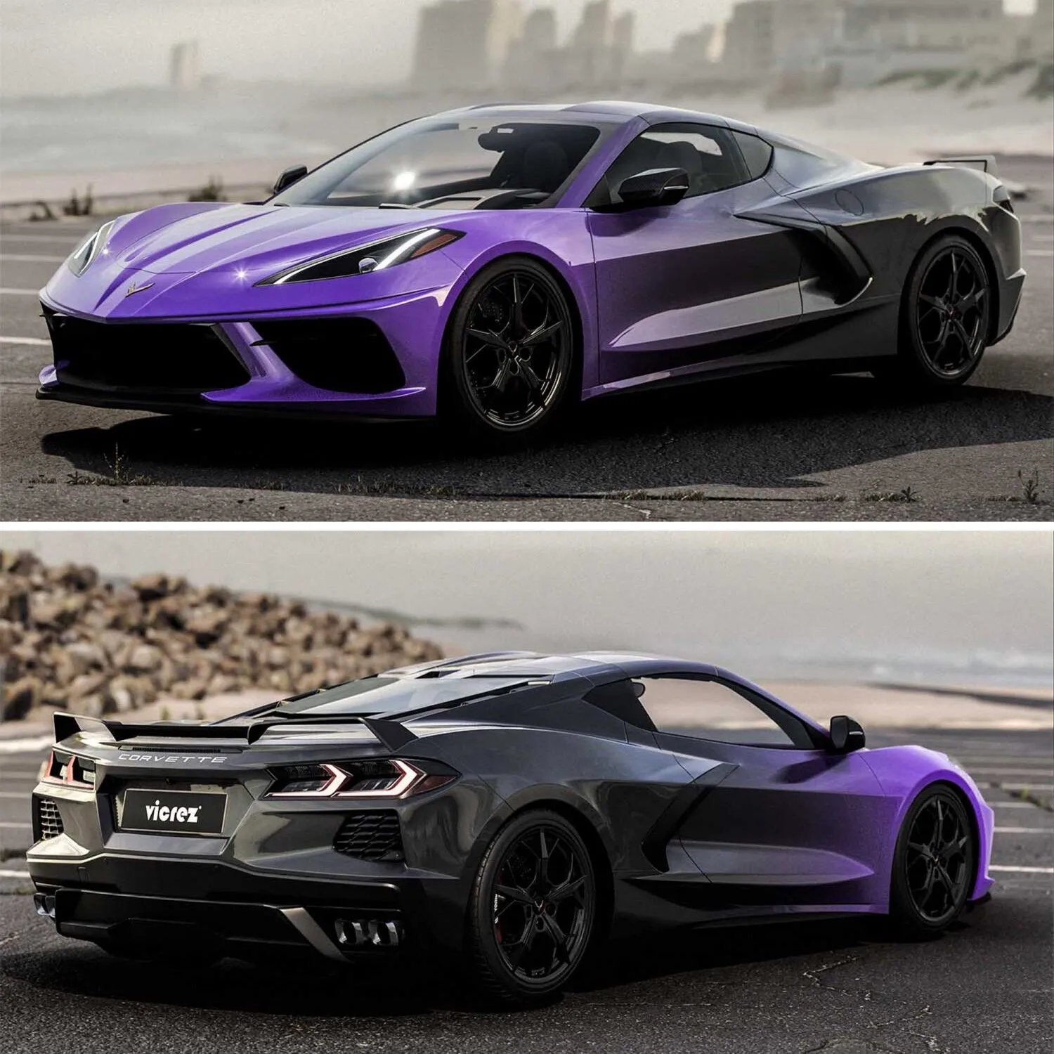 Ravoony Plus Customized Purple Black Gradient Car Wrap