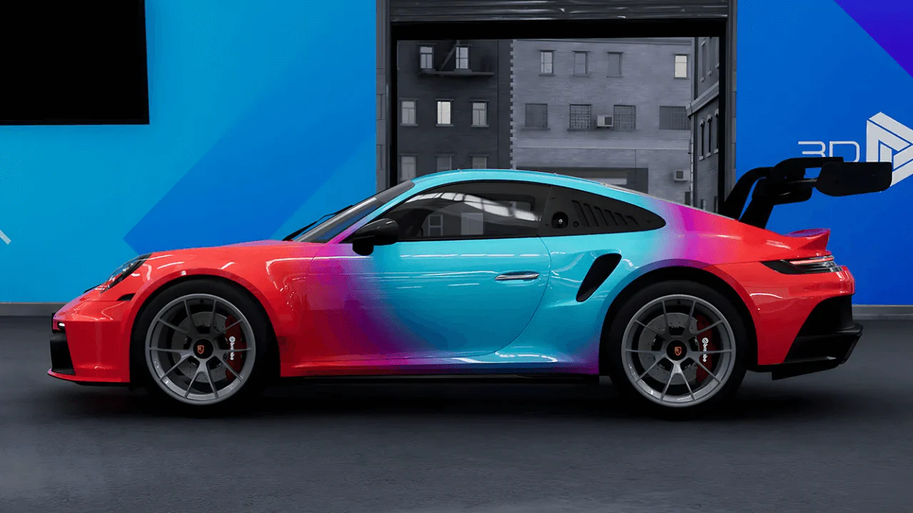 Ravoony Plus Customized Red Blue Gradient Vinyl Wrap