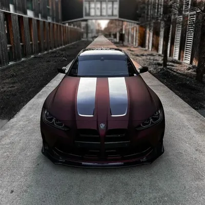 Ravoony Plus Matte Chrome Romanee Red Vinyl Car Wrap 01