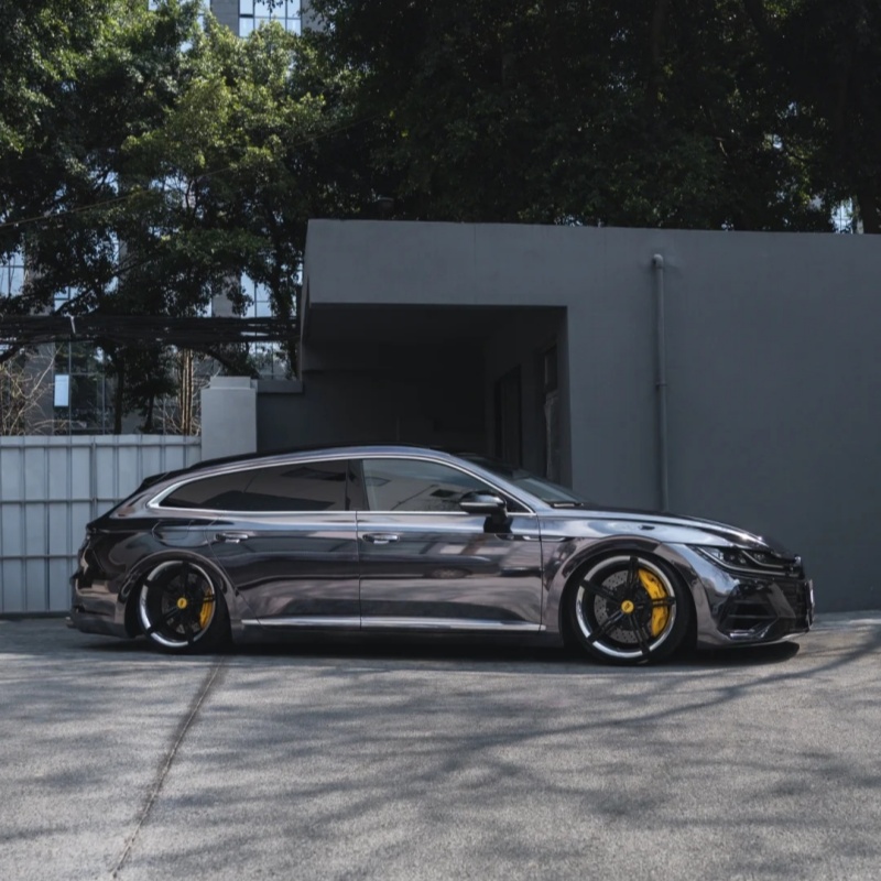 Ravoony Basic PET Gloss Metal Chrome Titanium Car Vinyl Wrap