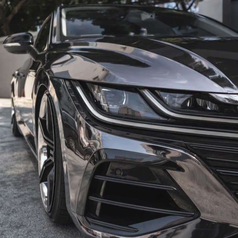 Ravoony Basic PET Gloss Metal Chrome Titanium Car Vinyl Wrap