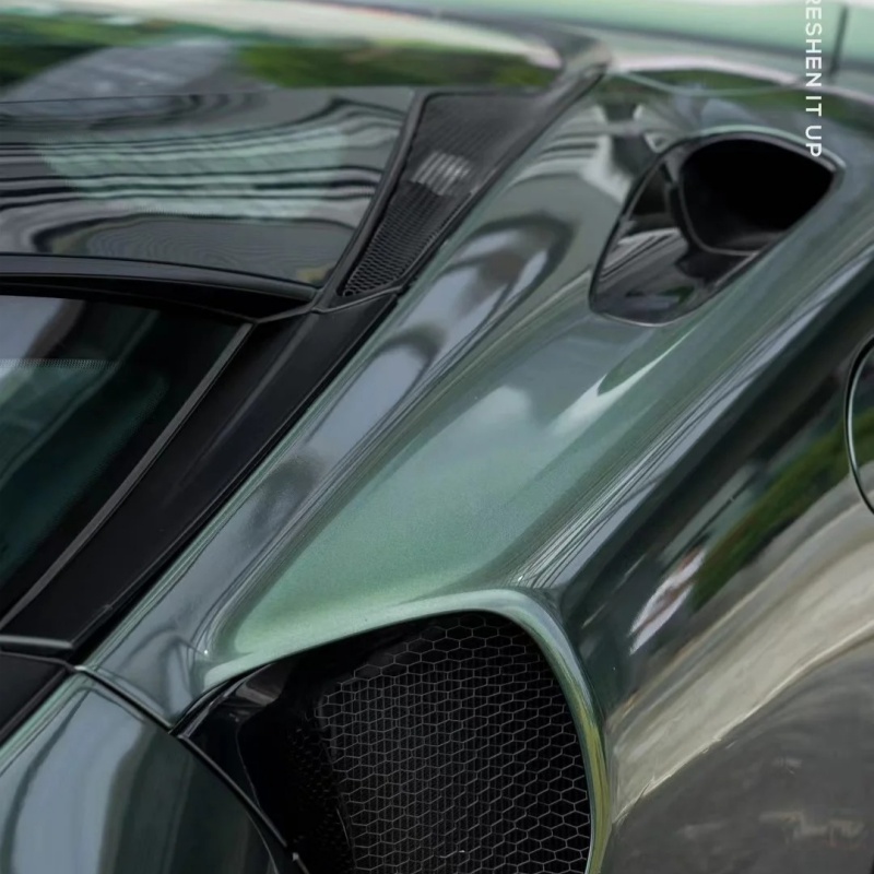 Ravoony Plus PET Gloss Metallic Porsche Oak Green Car Vinyl Wrap