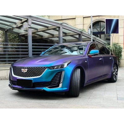 Ravoony Plus PET Matte Diamond Blue Purple Vinyl Wrap 02