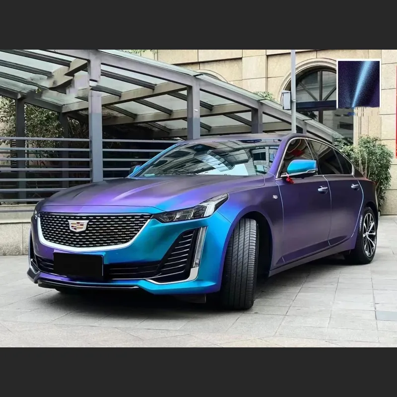 Ravoony Plus PET Matte Diamond Blue Purple Vinyl Wrap
