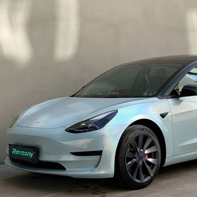 Ravoony Plus Glossy Laser Sea Blue Car Vinyl Wrap