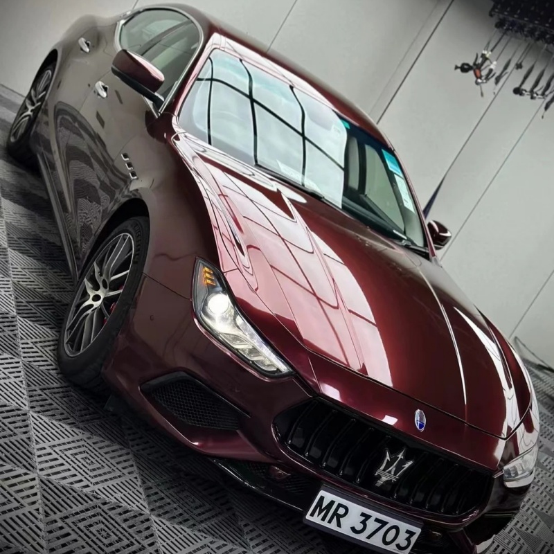 Ravoony Plus PET Glossy Metallic Dark Cherry Red Vinyl Car Wrap