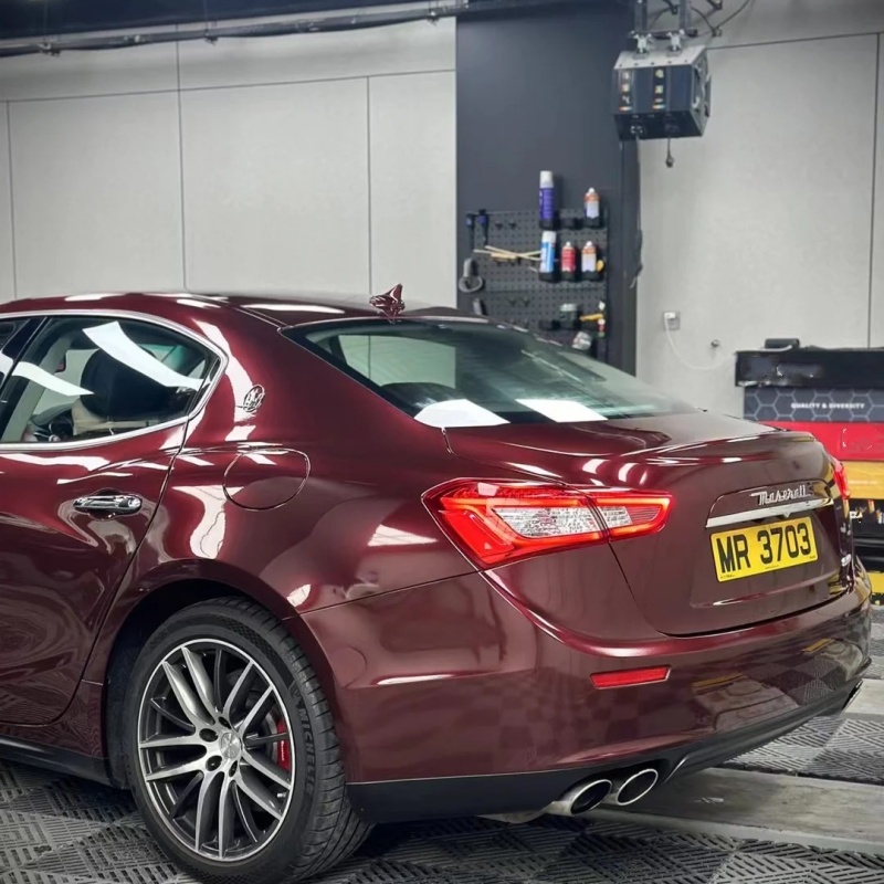 Ravoony Plus PET Glossy Metallic Dark Cherry Red Vinyl Car Wrap