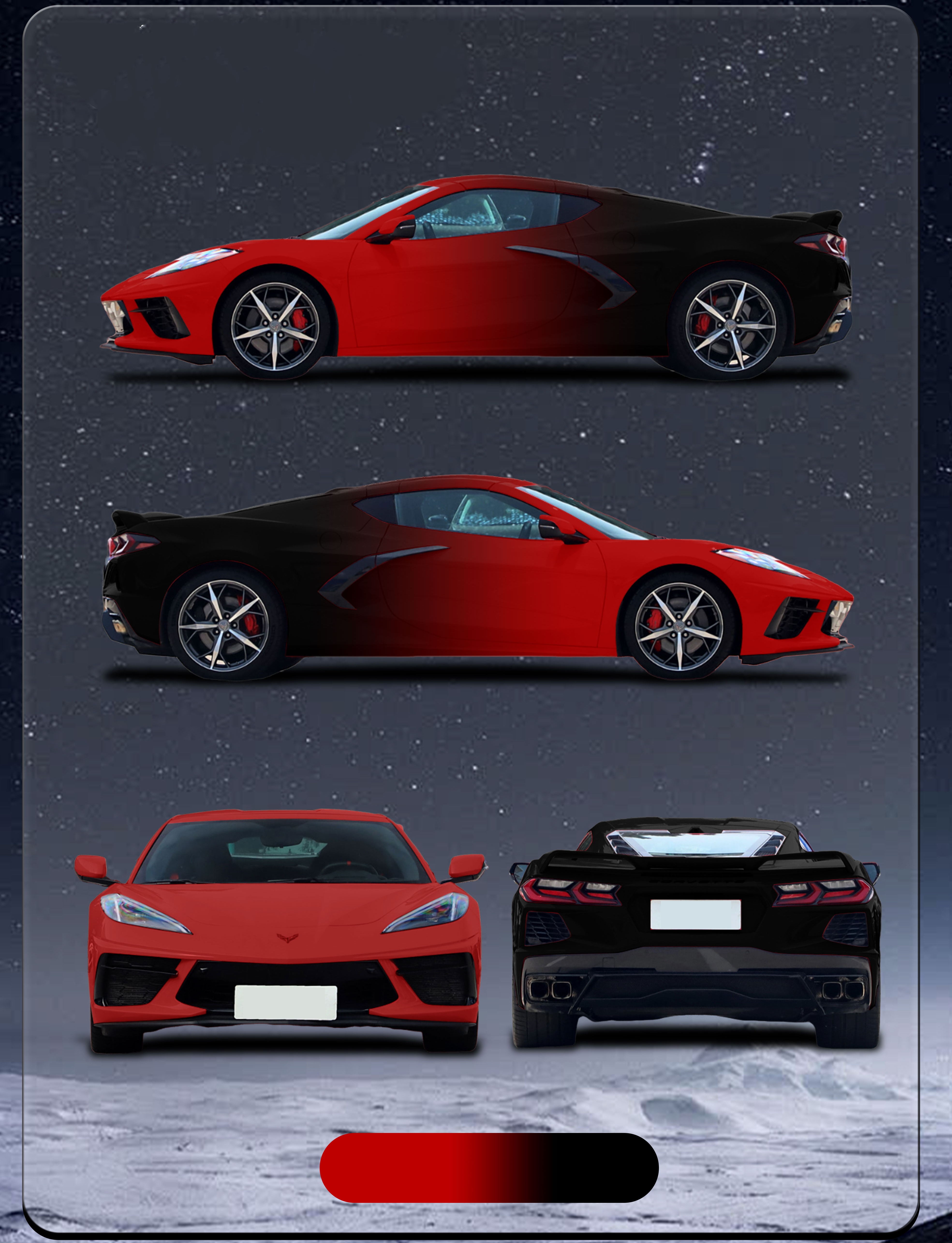 Ravoony Plus Customized Black To Red Gradient Vinyl Wrap