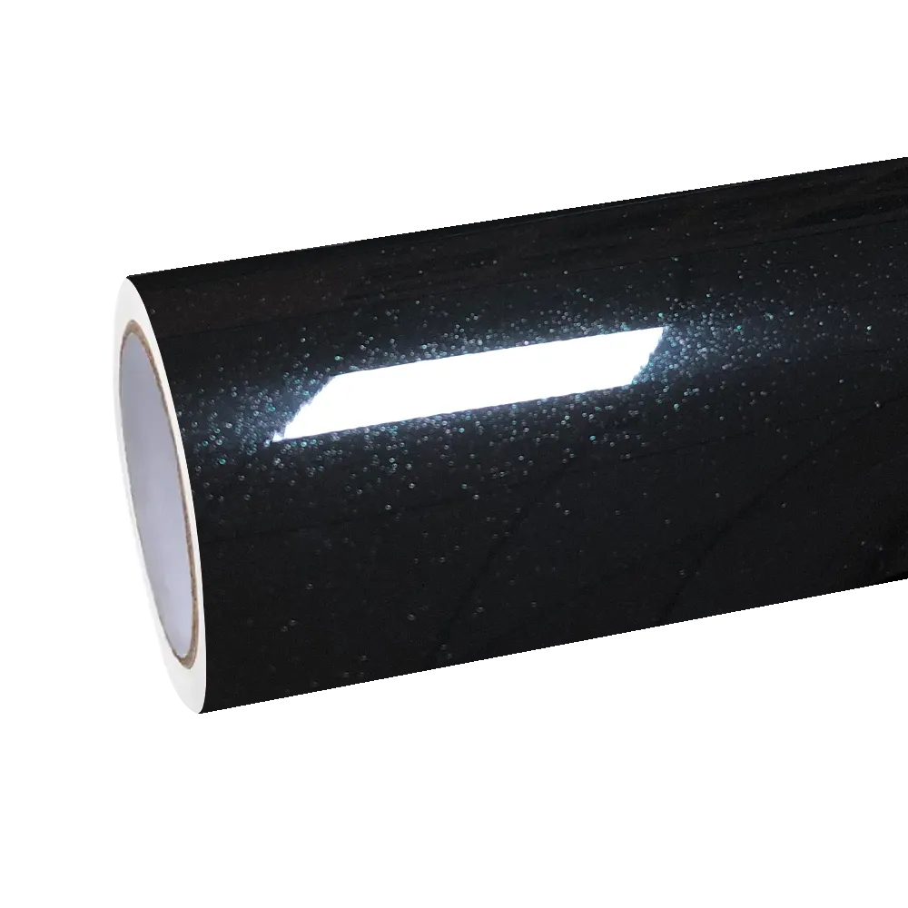 Ravoony Plus PET Glossy Metallic Santorini Black Car Vinyl Wrap