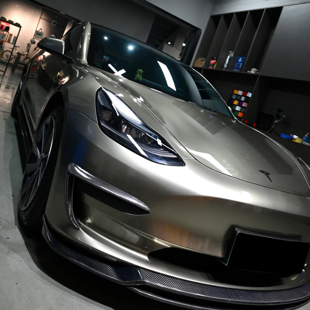 Ravoony Plus PET Glossy Metallic Aventurine Green Car Vinyl Wrap