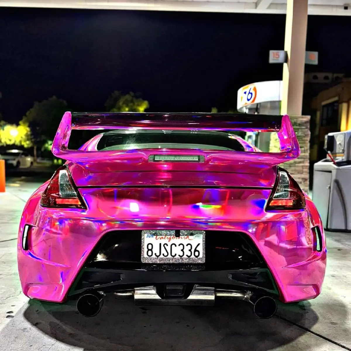 Ravoony Plus Glossy Rainbow Neo Chrome Laser Pink Car Vinyl Wrap