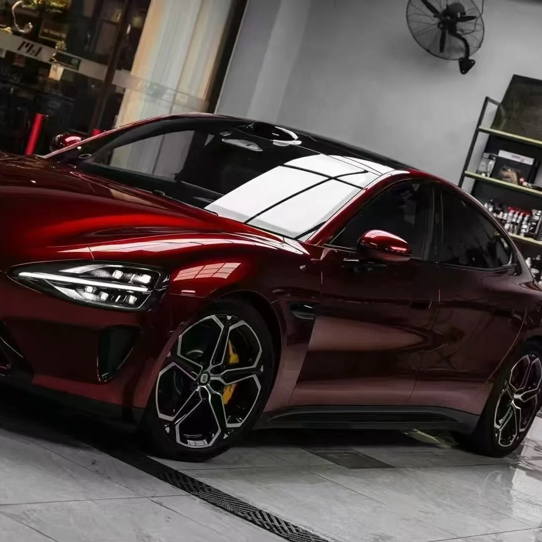 Ravoony Plus PET Tesla Gloss Midnight Cherry Red Vinyl Car Wrap