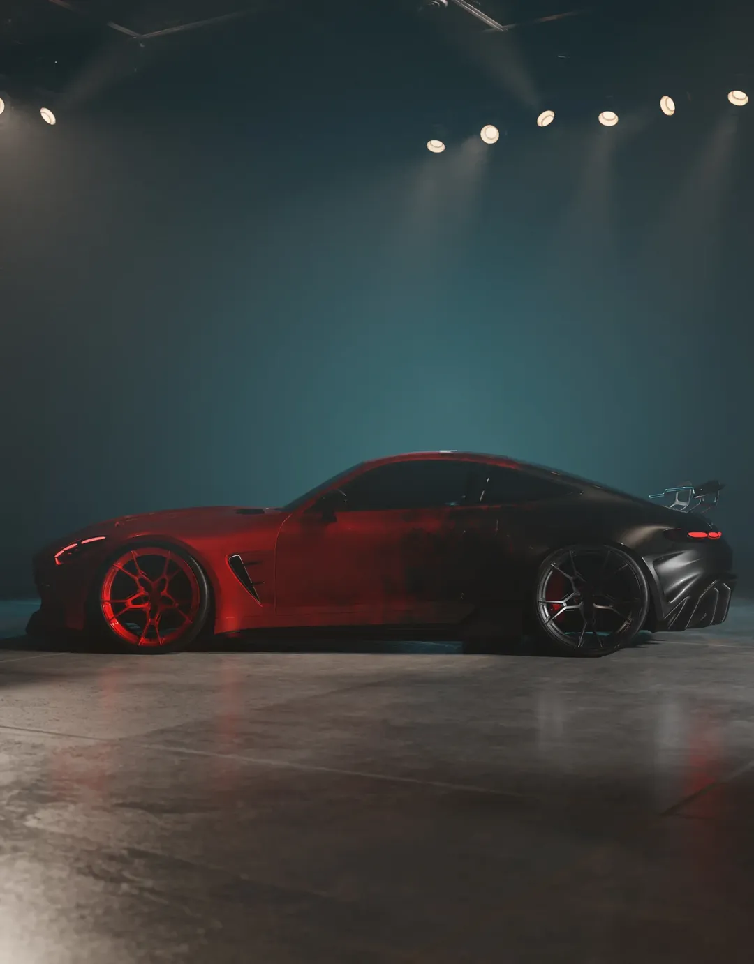 Ravoony Pro Customized TPU Black To Red Gradient PPF Paint Protective Film