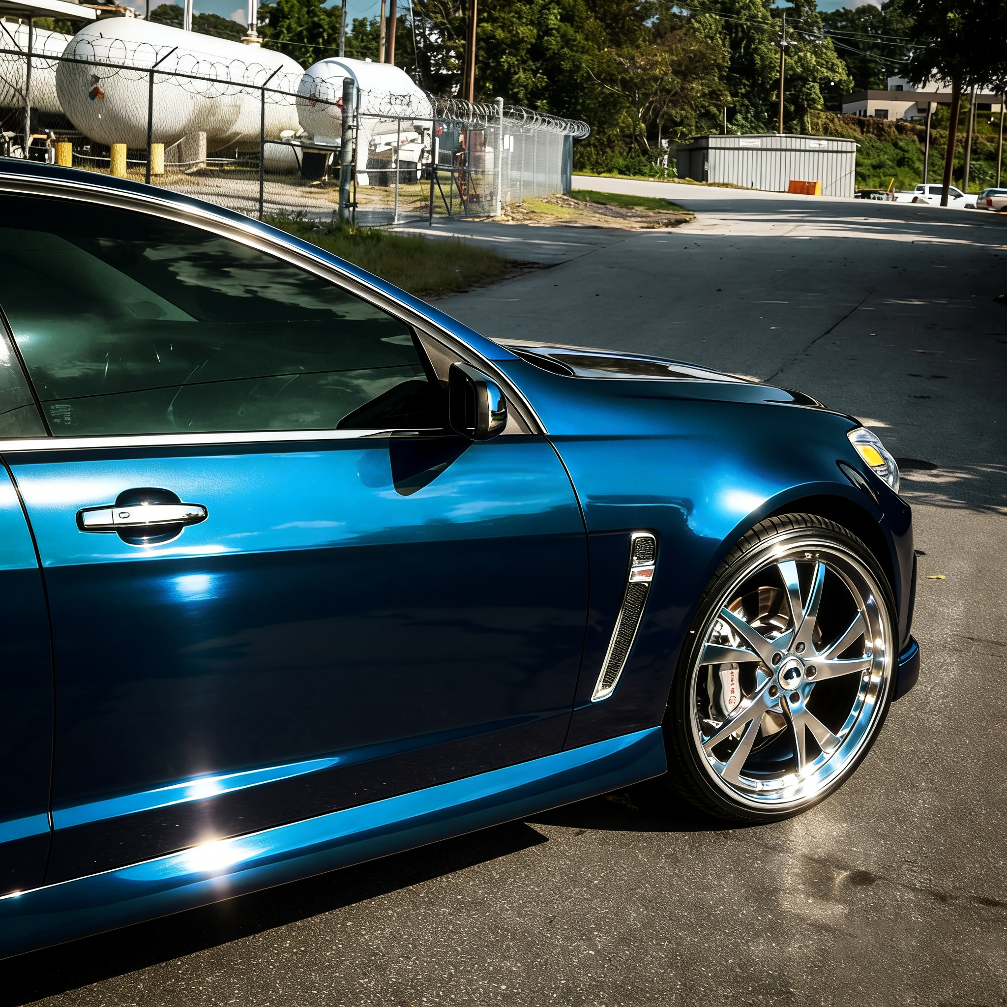 Ravoony Basic Gloss Diamond Black Fantasy Blue Car Vinyl Wrap