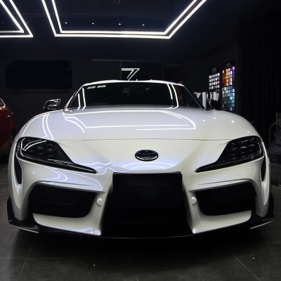 Ravoony Plus PET Glossy White to Blue Car Vinyl Wrap 02