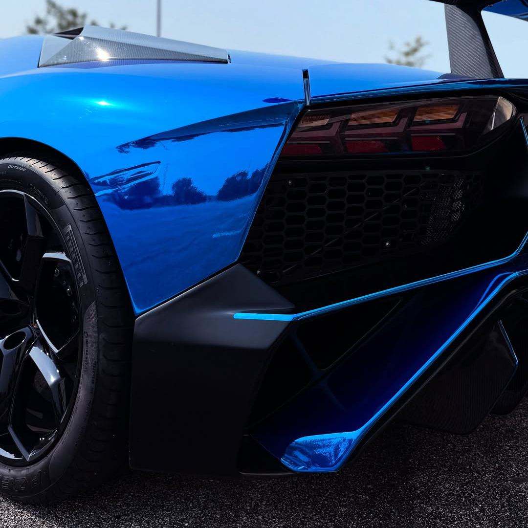 Ravoony Plus PET Glossy Chrome Blue Car Vinyl Wrap