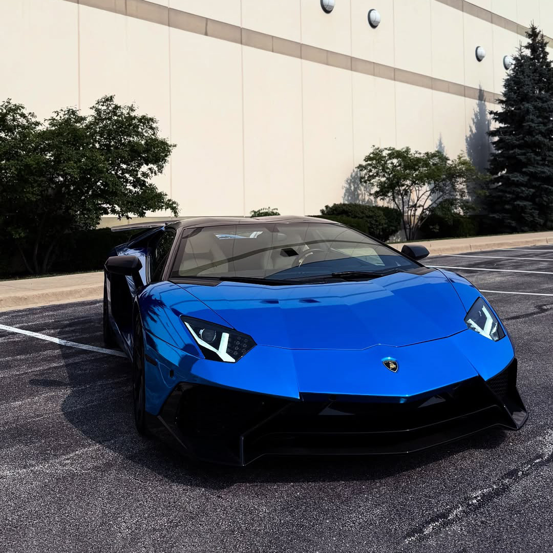 Ravoony Plus PET Glossy Chrome Blue Car Vinyl Wrap