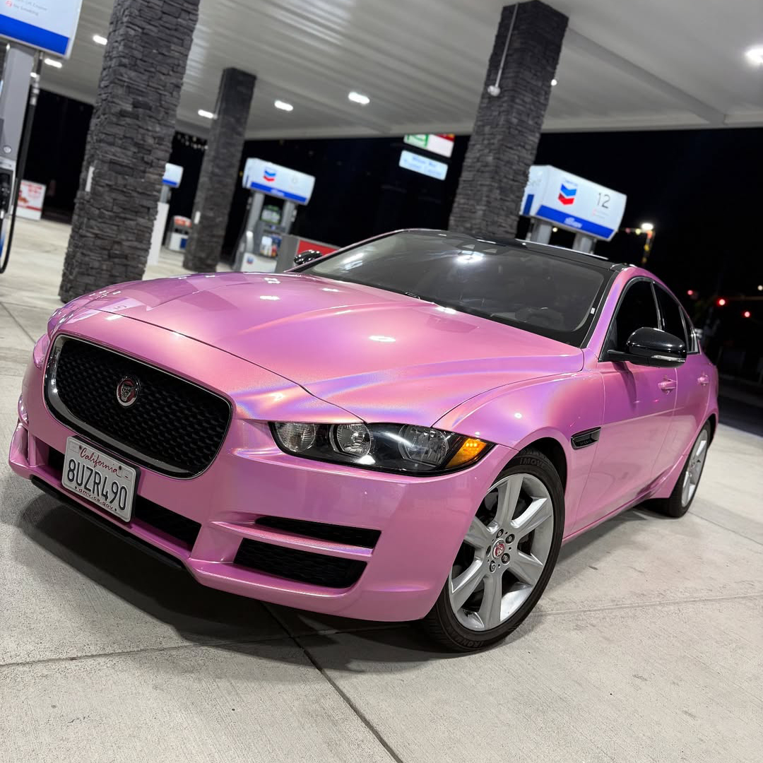 Ravoony Plus PET Glossy Laser Pink Car Vinyl Wrap