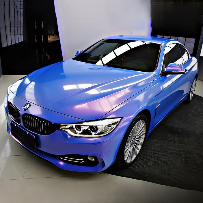 Ravoony Plus PET Glossy Diamond Blue Red Car Wrap