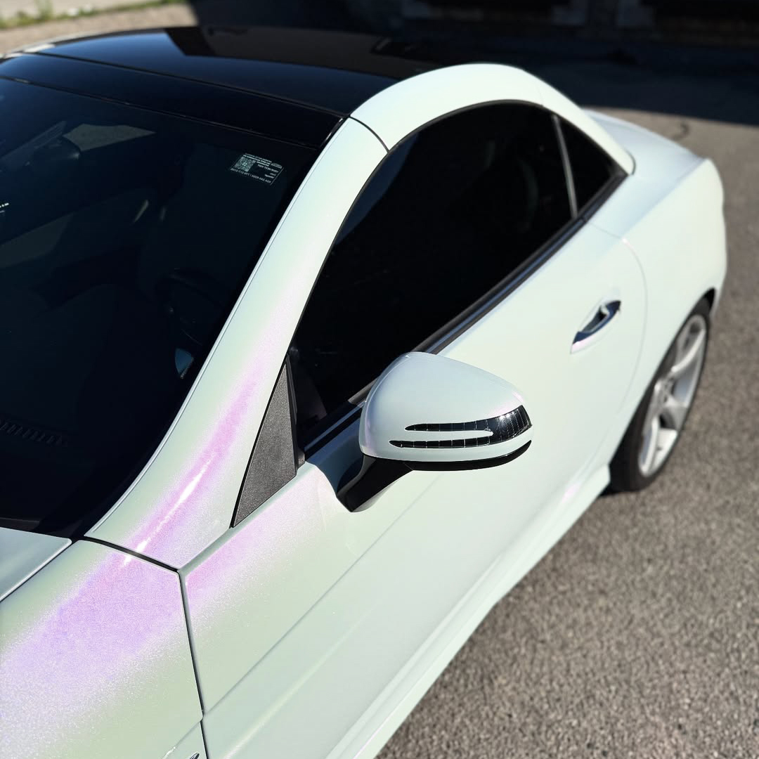 Ravoony Plus Pure Metallic White To Purple Vinyl Car Wrap