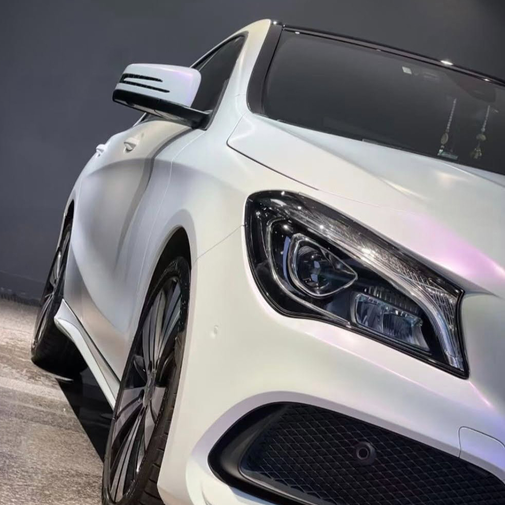 Ravoony Plus Pure Metallic White To Purple Vinyl Car Wrap