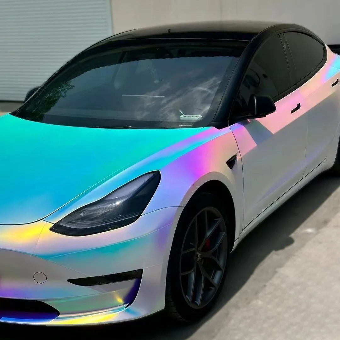 Ravoony Basic Matte Holographic Rainbow Neo Chrome Car Vinyl Wrap