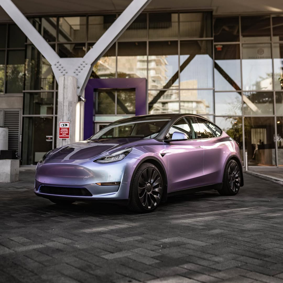 Ravoony Plus PET Glossy Metallic Crystal Grey Purple Car Wrap