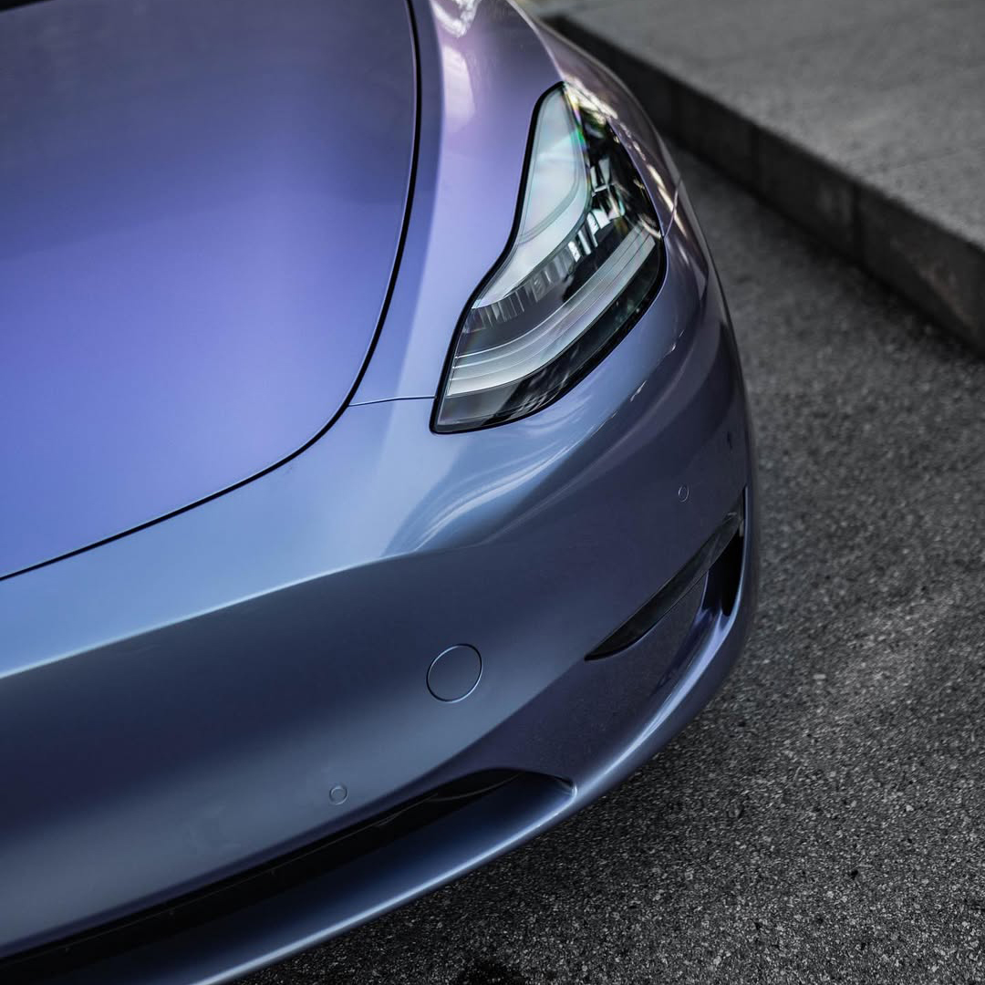 Ravoony Plus PET Glossy Metallic Crystal Grey Purple Car Wrap