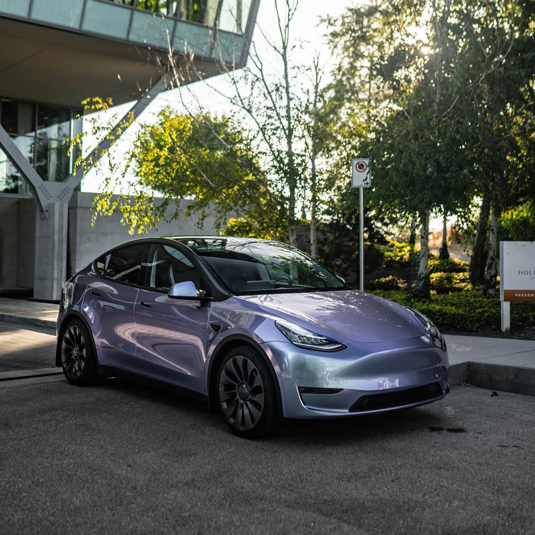 Ravoony Plus PET Glossy Metallic Crystal Grey Purple Car Wrap